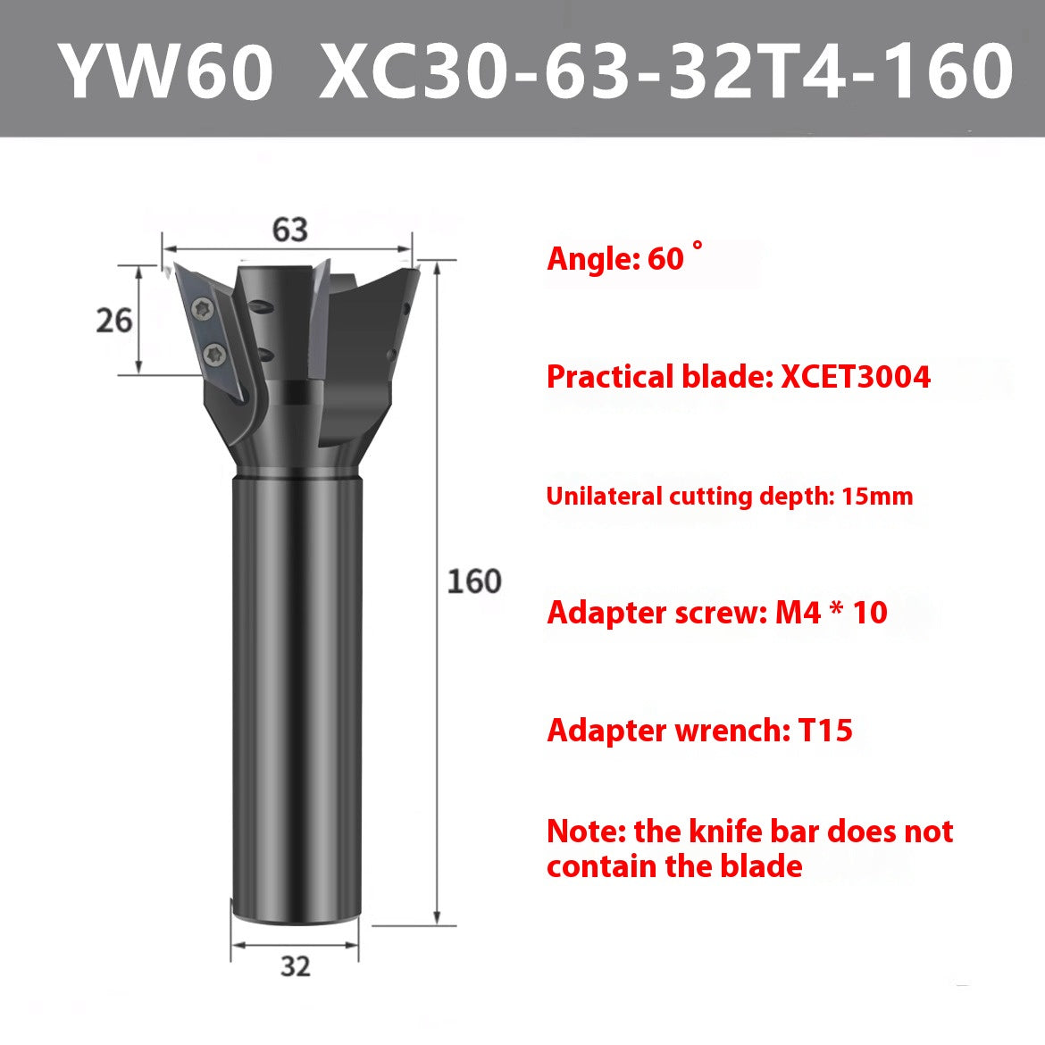 2087-Machining center: long edge dovetail milling cutter bar XCET3004 milling cutter disc cleaning root, V-groove dovetail 55 degrees, 60 degrees, 75 degrees Shandong Denso Pricision Tools Co.,Ltd.